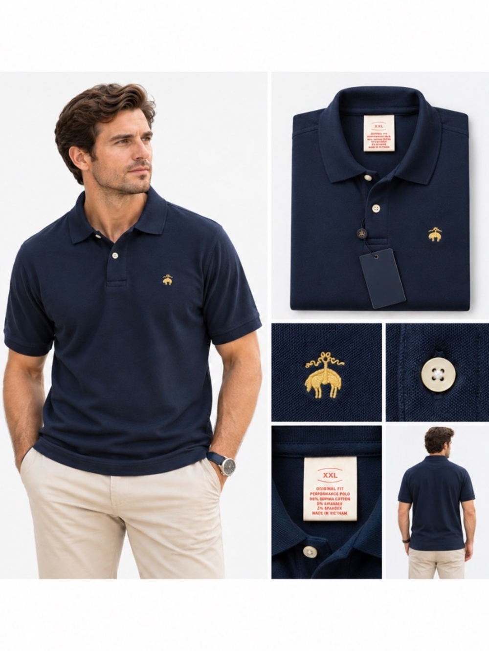 Brooks Brothers Men’s XXL Navy Performance Polo Original Fit NWT